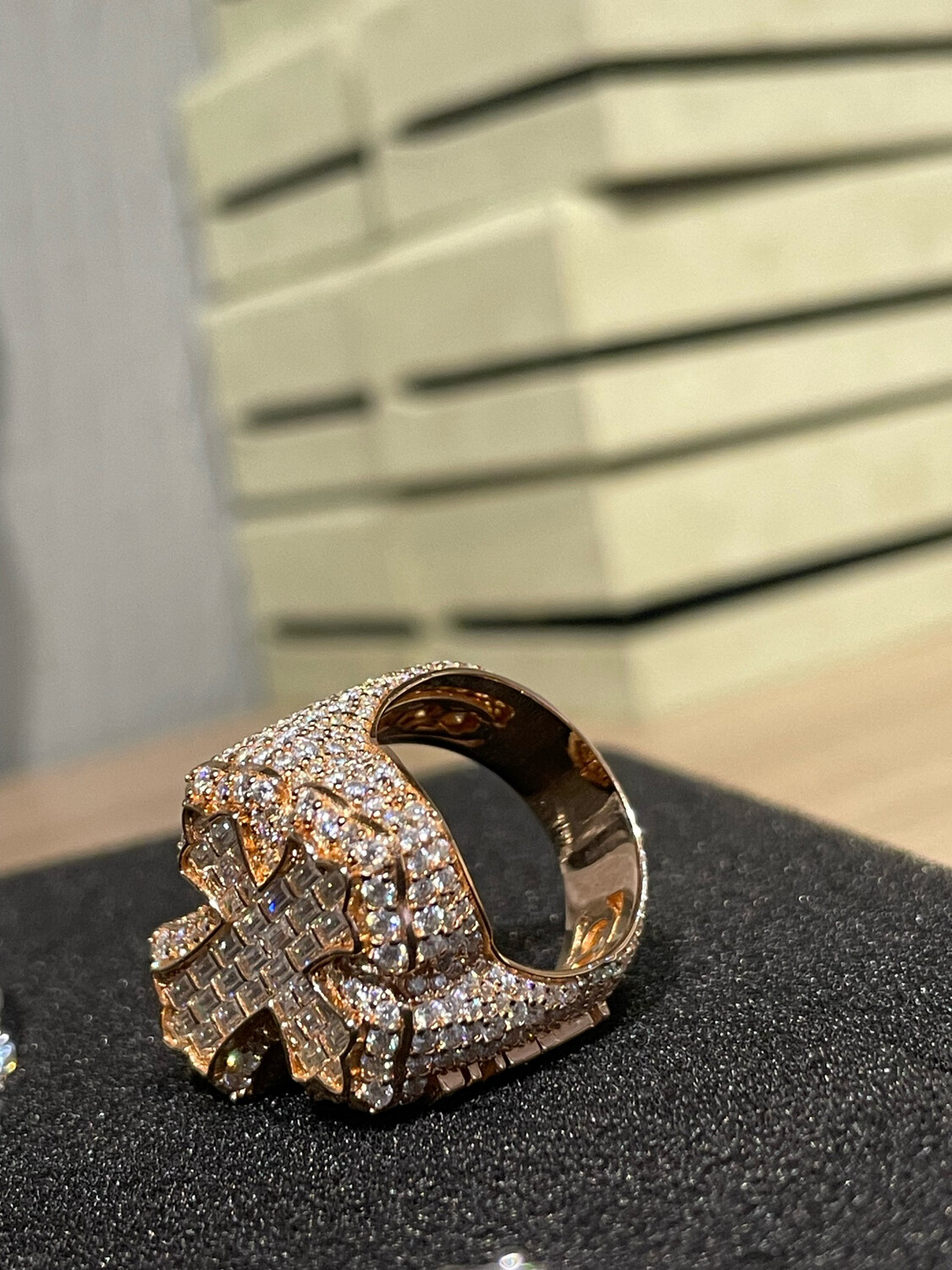 Fully Iced Out Moissanite 💎Cross championship picky ring.