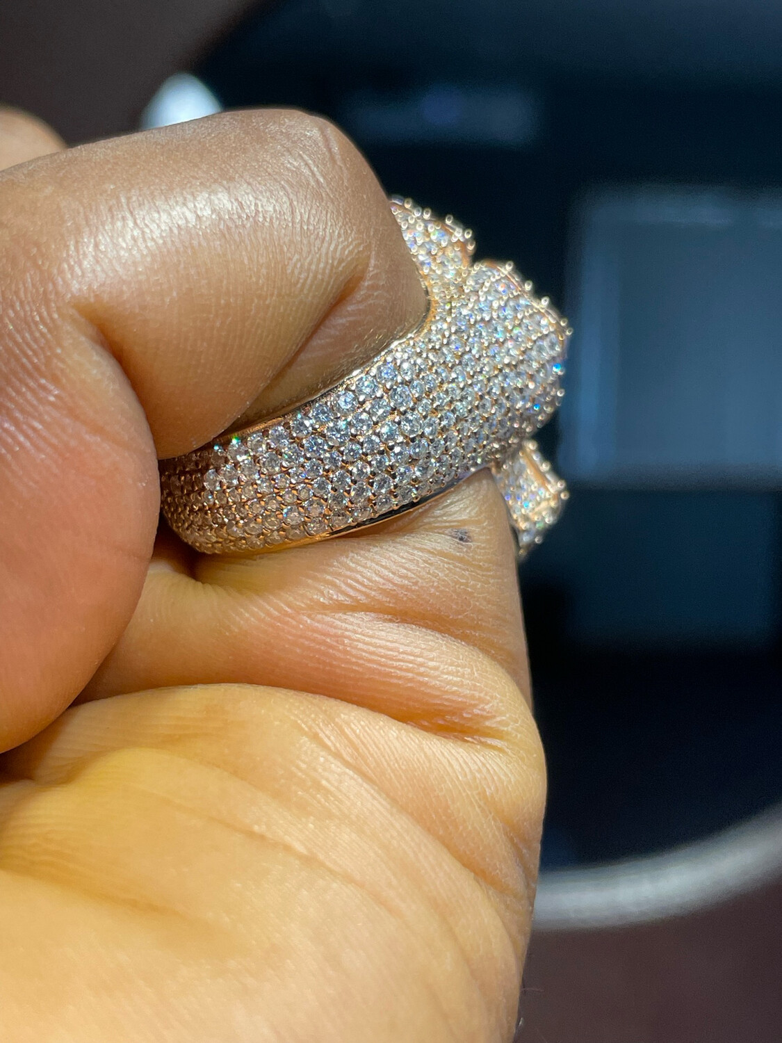 Fully Iced Out Moissanite 💎Cross championship picky ring.