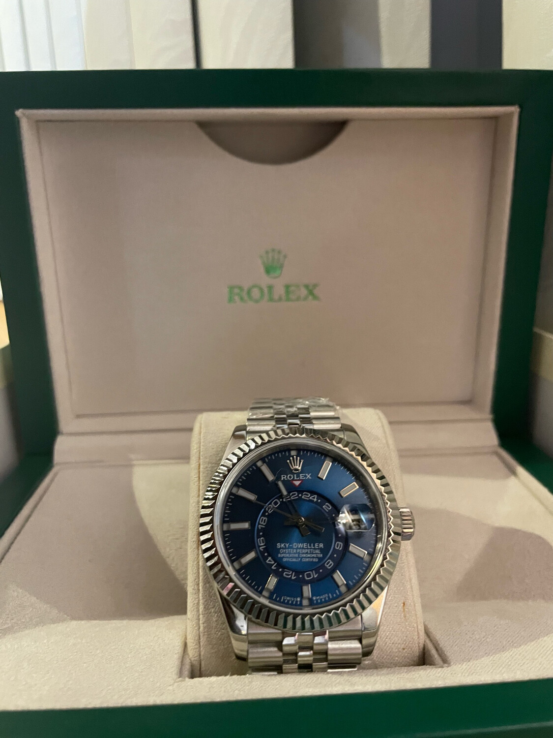 Rolex Super Clone 2023 Steel Sky-Dweller Blue Dial Jubilee Bracelet 326934