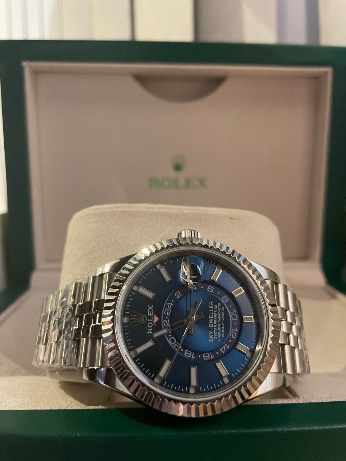 Rolex Super Clone 2023 Steel Sky-Dweller Blue Dial Jubilee Bracelet 326934