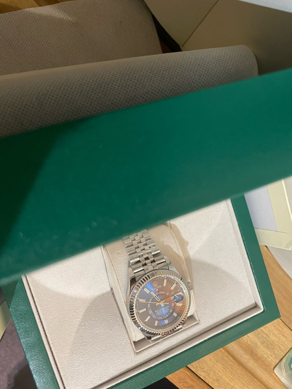 Rolex Super Clone 2023 Steel Sky-Dweller Blue Dial Jubilee Bracelet 326934