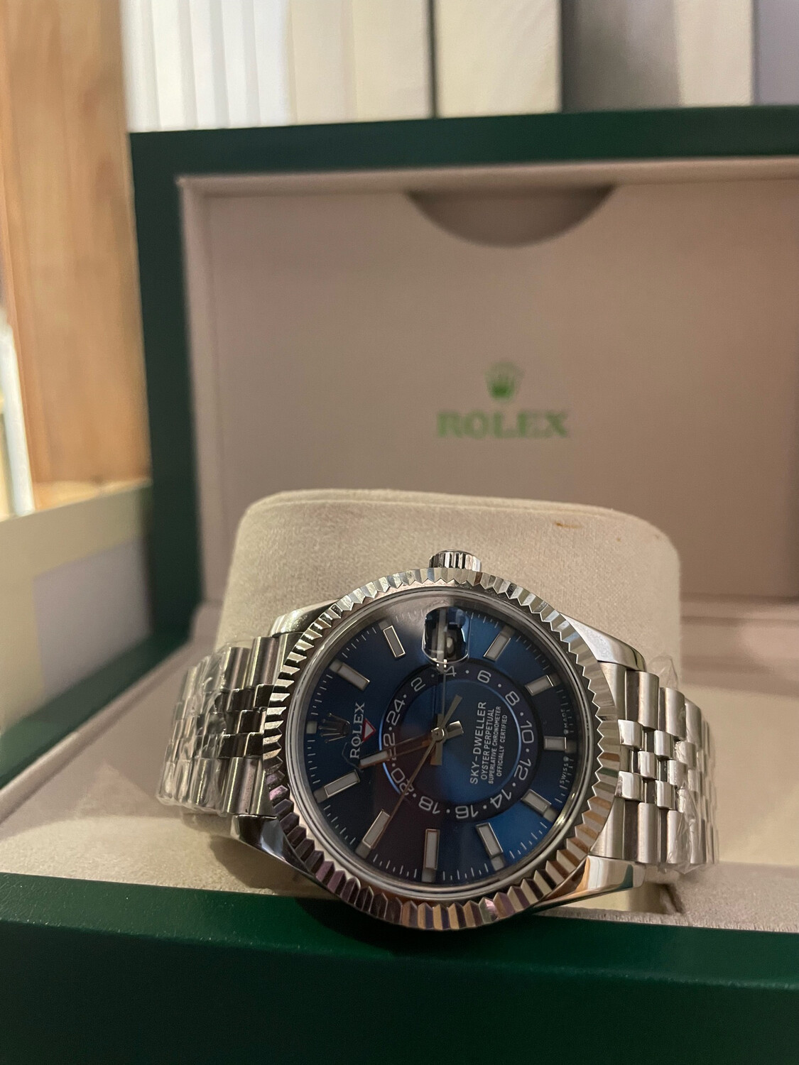 Rolex Super Clone 2023 Steel Sky-Dweller Blue Dial Jubilee Bracelet 326934