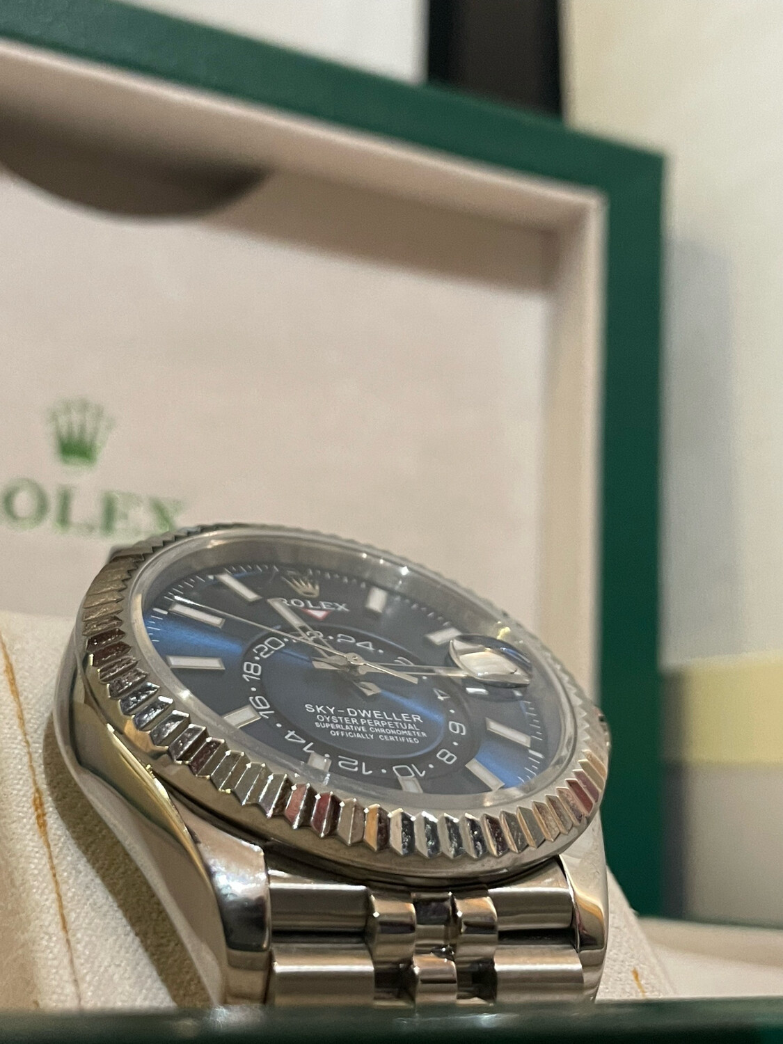 Rolex Super Clone 2023 Steel Sky-Dweller Blue Dial Jubilee Bracelet 326934