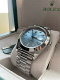 Rolex Daydate 40 Ice Blue Baguette Moissanitee Dial