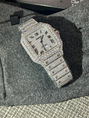 Fully Iced out Superclone Cartier De Santos Large
