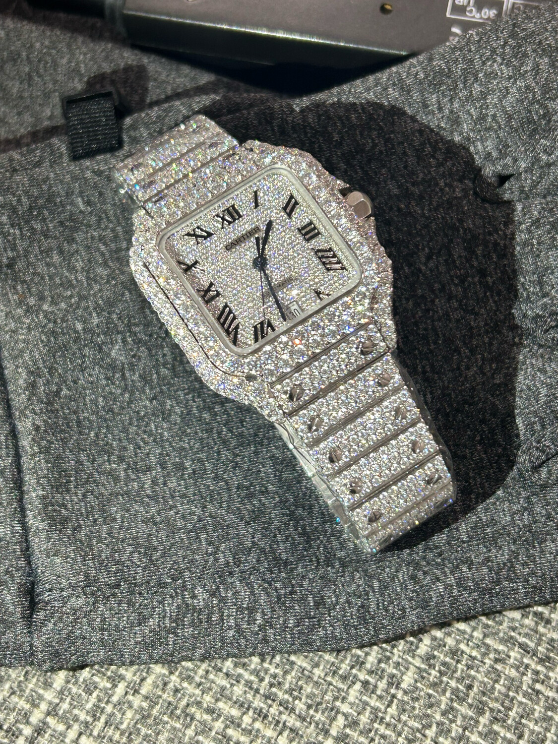 Fully Iced out Superclone Cartier De Santos Large