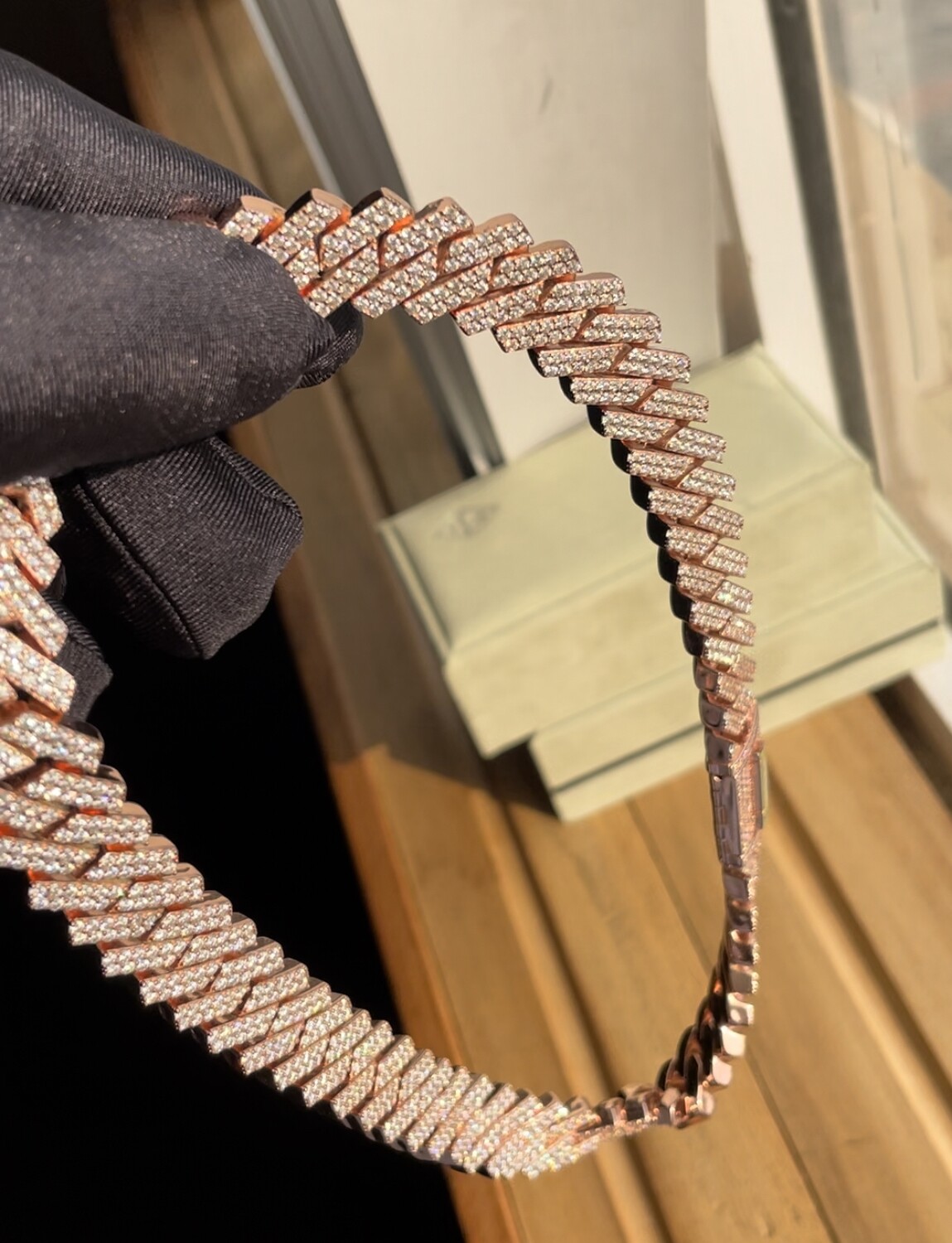 Flooded Cuban Link rosegold plated on 925 silver