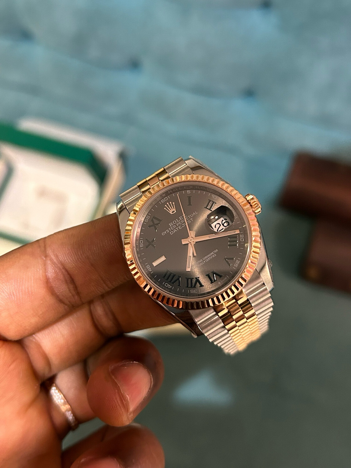 Wimbledon dial 36mm rose gold and steel