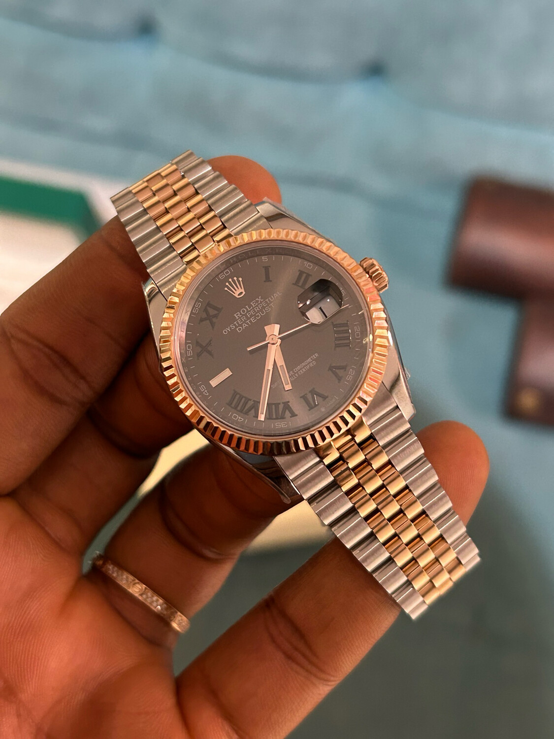 Wimbledon dial 36mm rose gold and steel