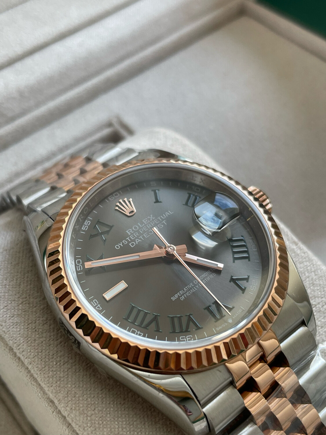 Wimbledon dial 36mm rose gold and steel