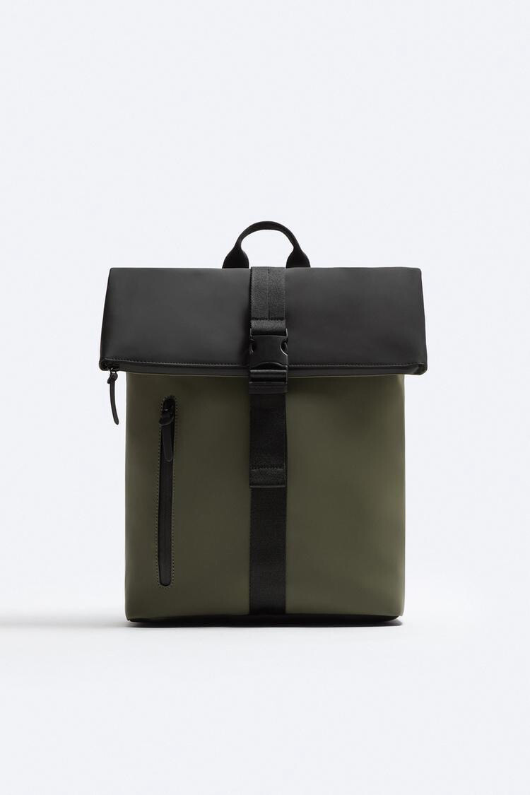 Zara Rubberized Flap Backpack