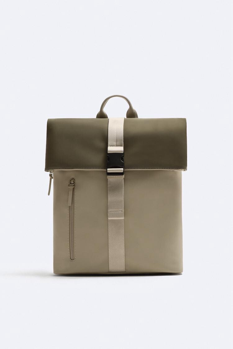 Zara Rubberized Flap Backpack