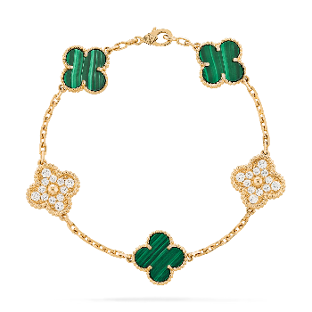 Moissanite And Plain Green Motif VCA Bracelet