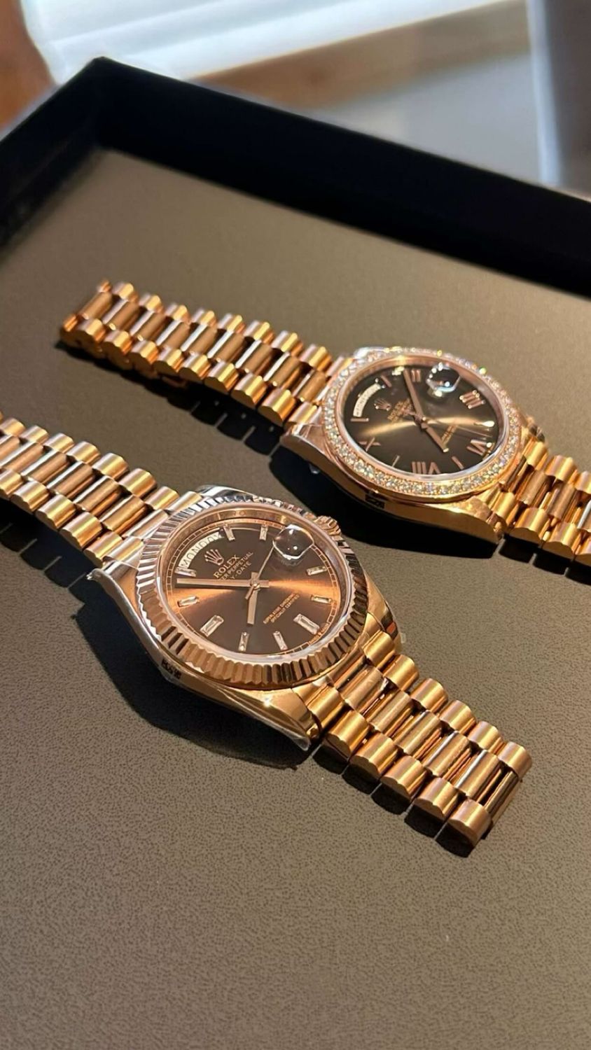 Super clone Rolex Day-Date 40 228235, 18K Rose Gold plated, Black Ombre Roman Dial, 40 mm