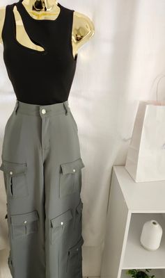 Olive Green Palazzo Cargo Pants (M)