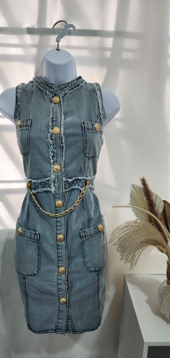Denim Dress Golden Details
