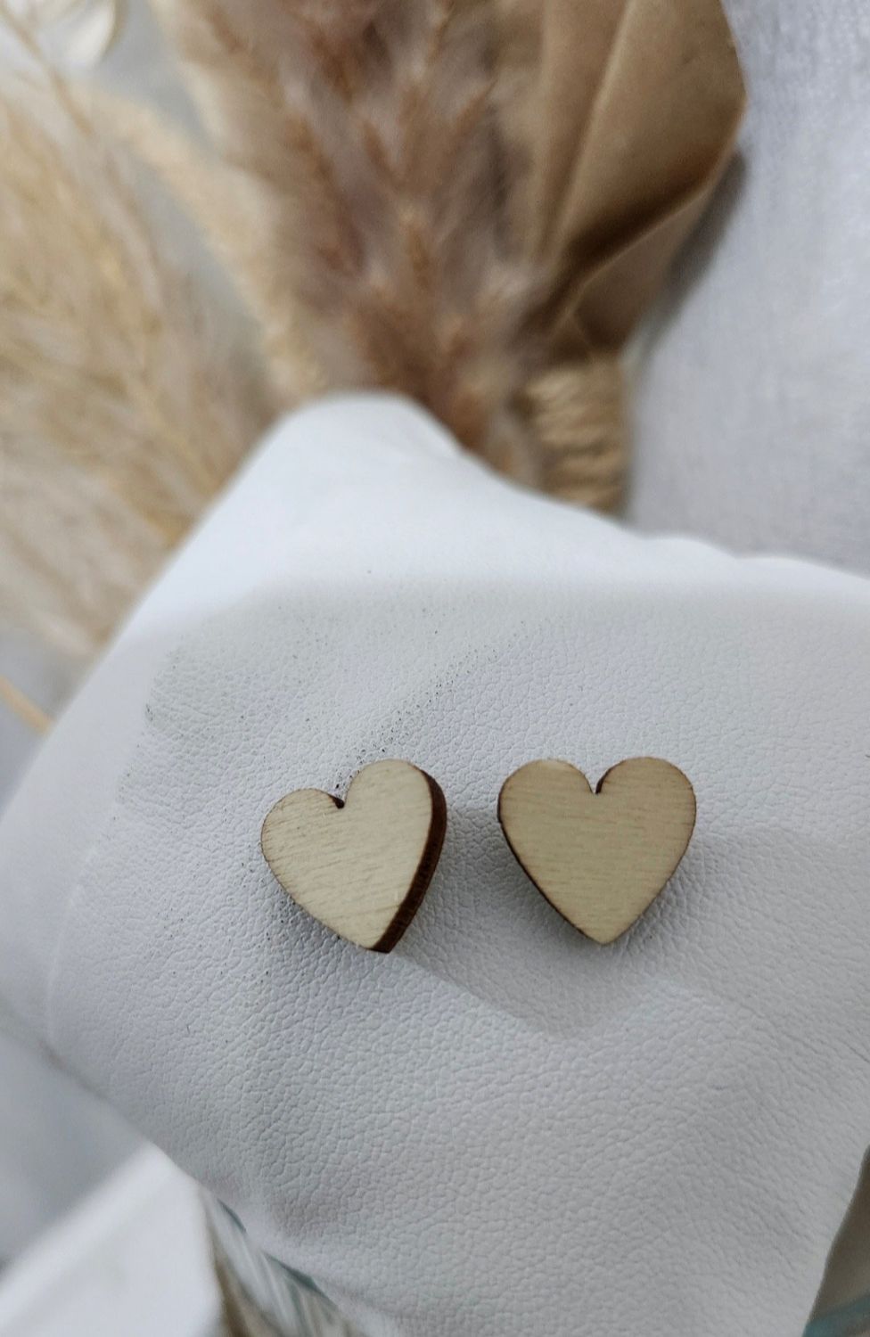 Wooden Heart Shaped Earrings