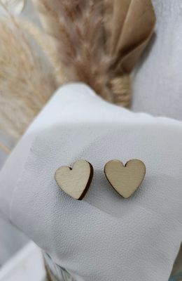 Wooden Heart Shaped Earrings