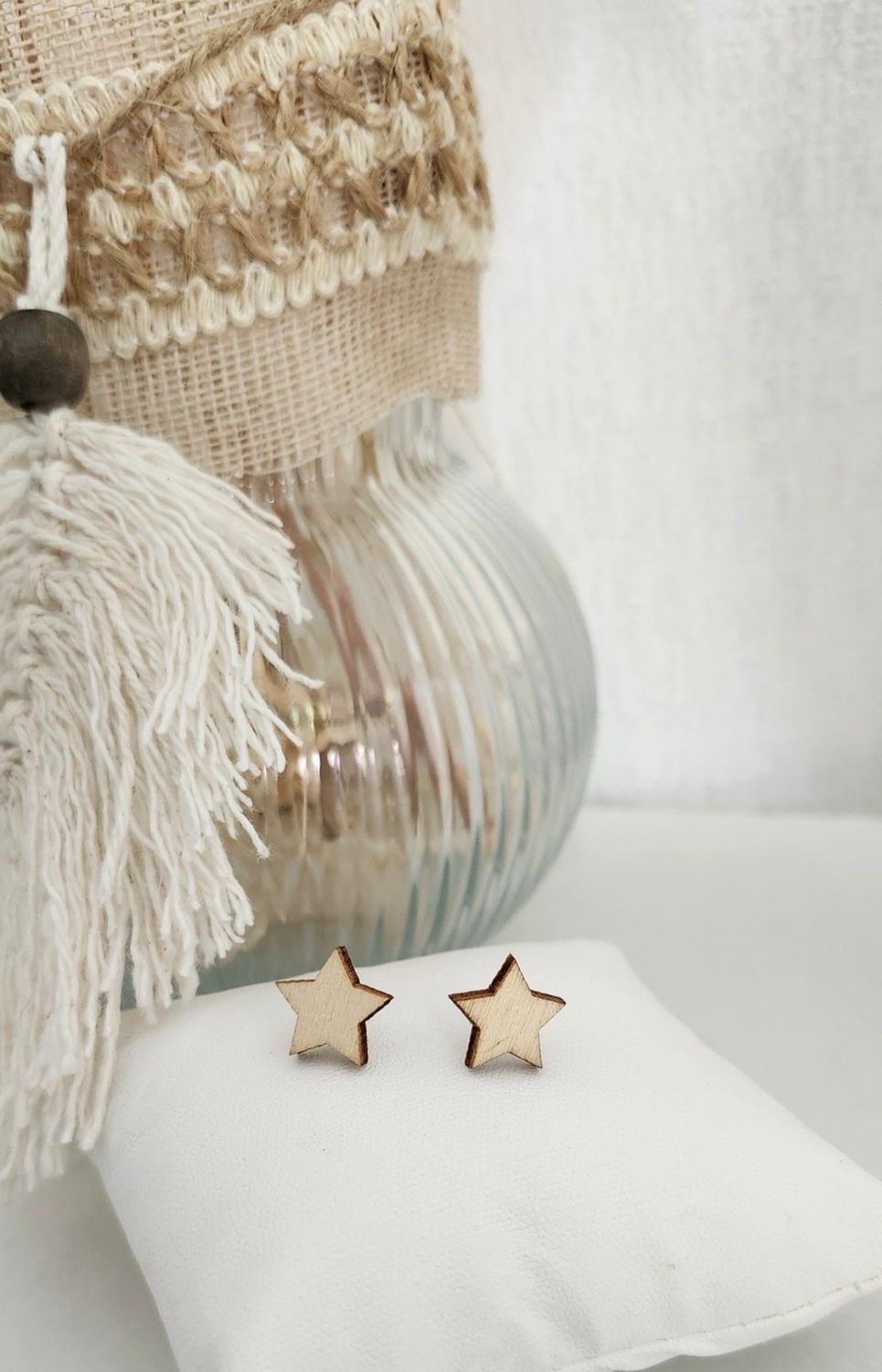 Wooden Star Shaped Earrings