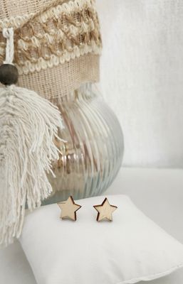 Wooden Star Shaped Earrings