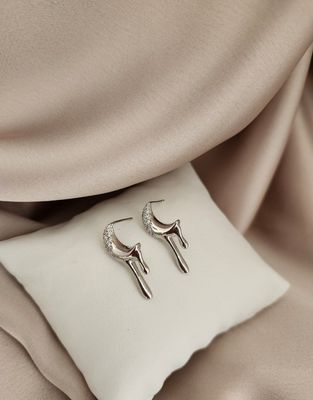 18k Gold Plated Moon Earrings (Silver color)