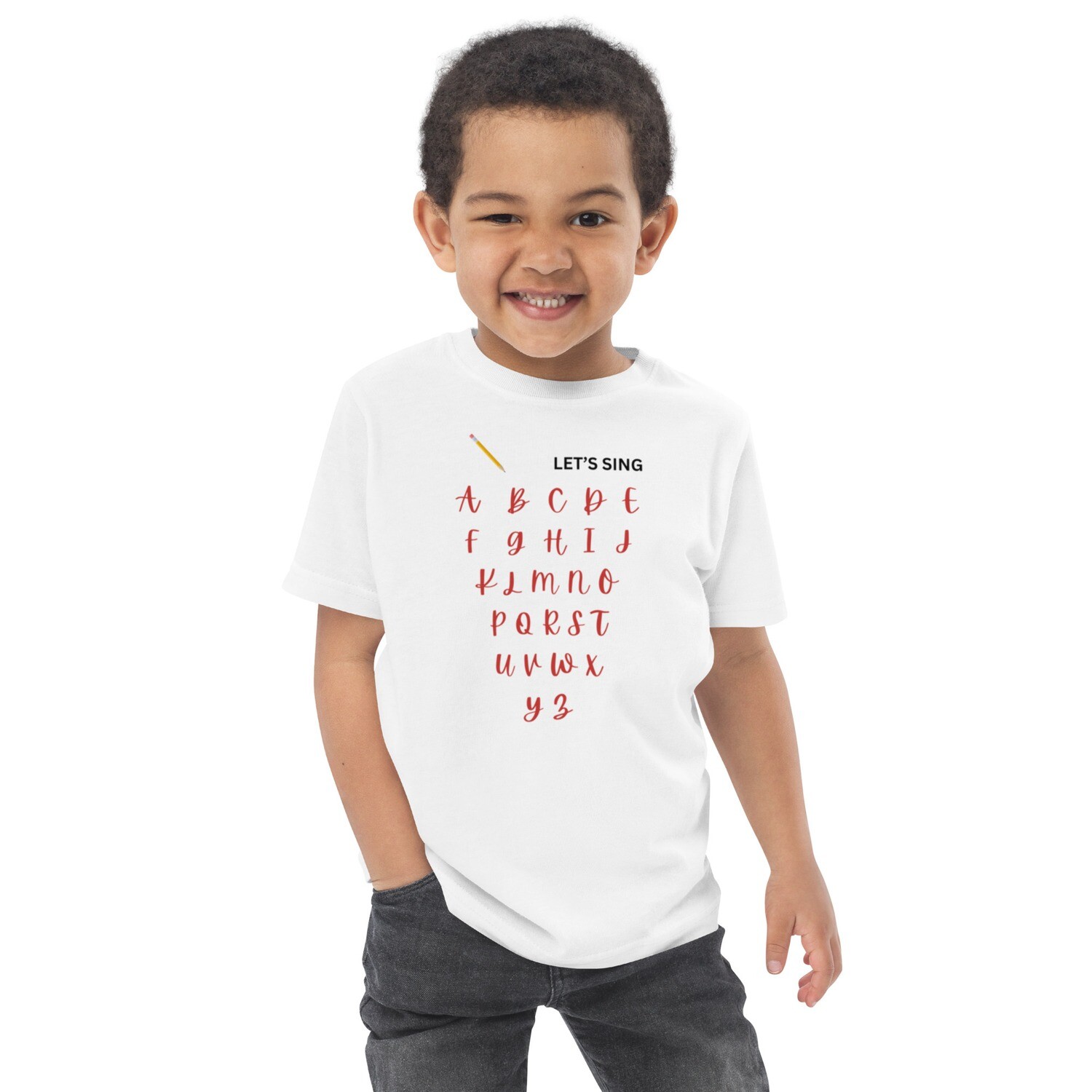 Toddler Alphabet Jersey  Red Letters t-shirt