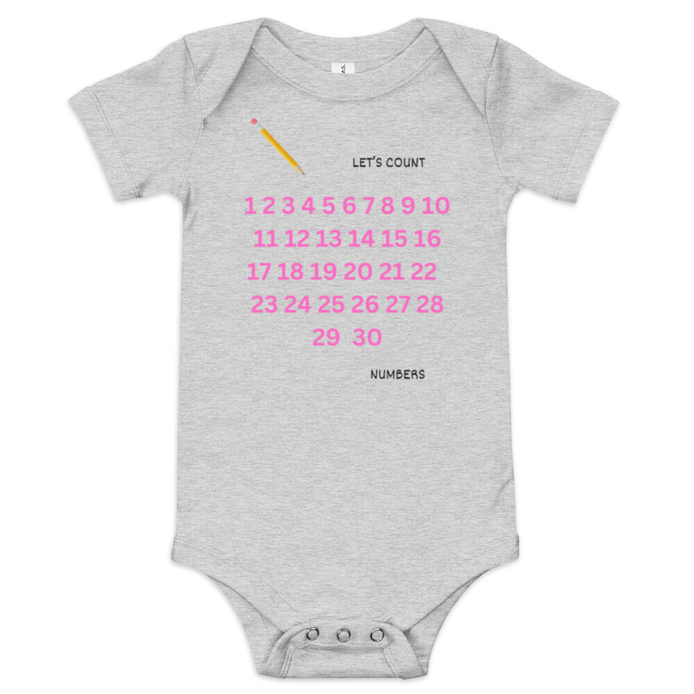 Baby short sleeve Numbers in Pink one piece