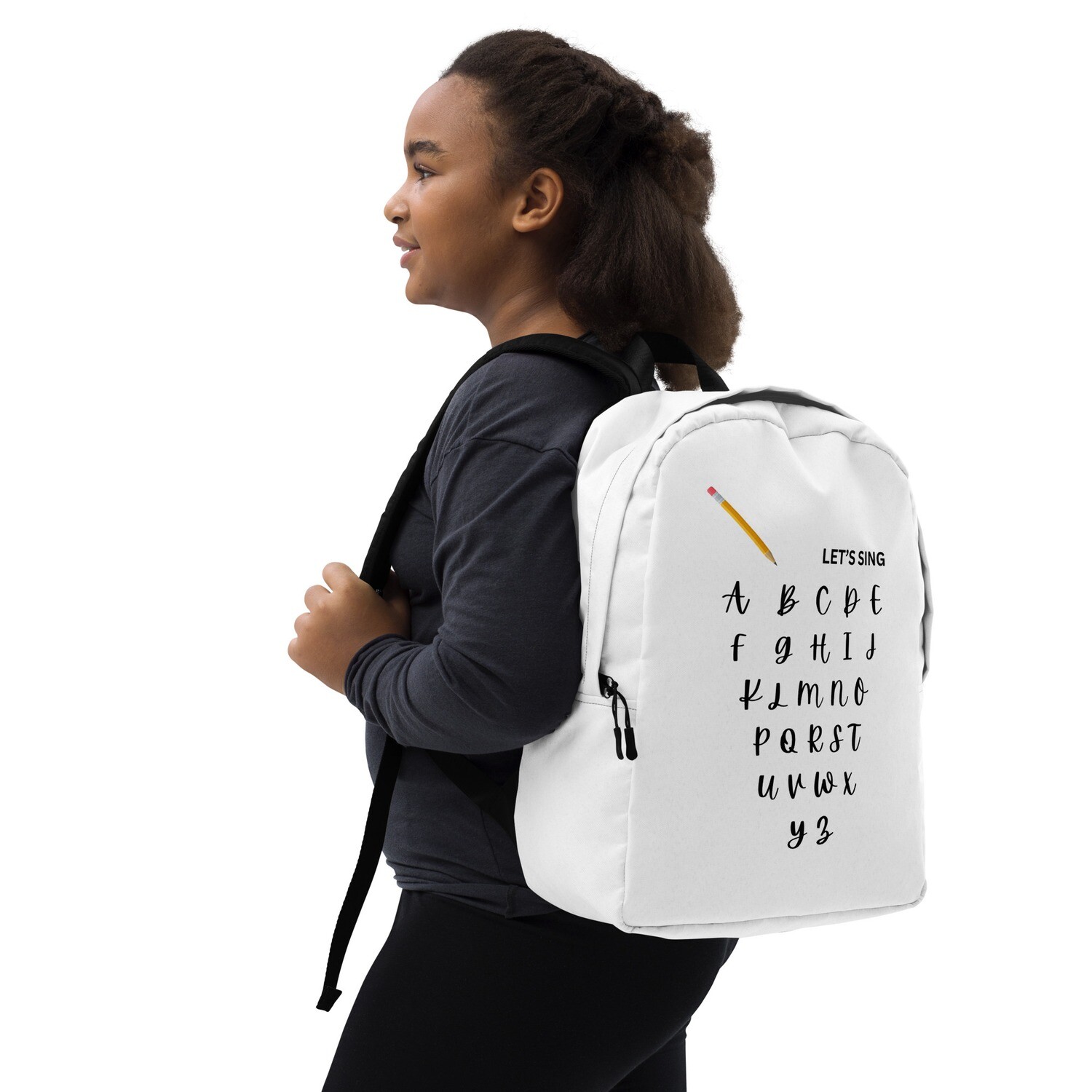 Minimalist Alphabet Black Letters Backpack