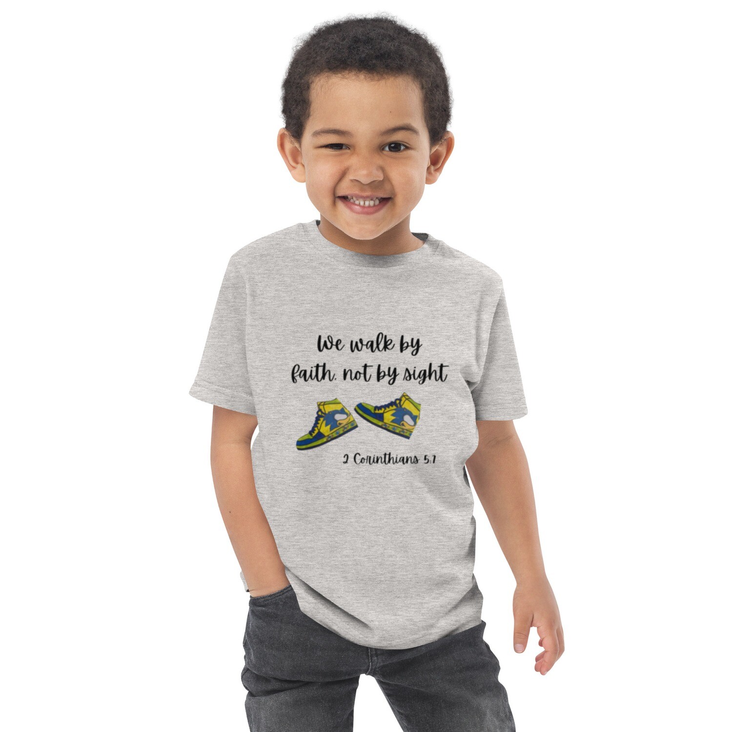 Toddler Jersey We walk by  faith t-shirt