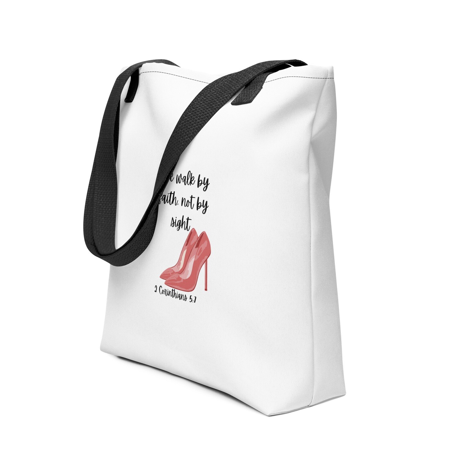 We walk by faith Pink Heels Tote bag