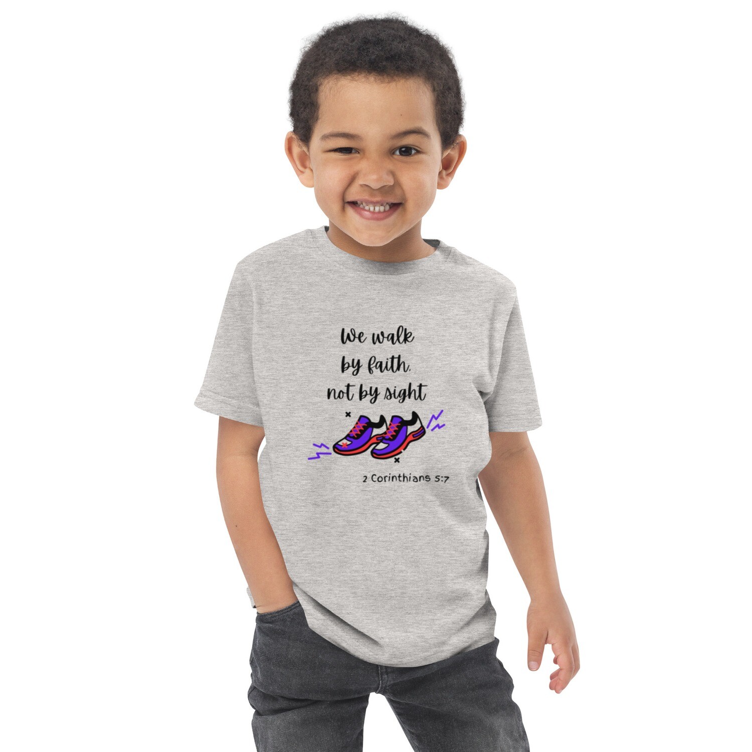 We walk by faith not by sight Toddler jersey t-shirt