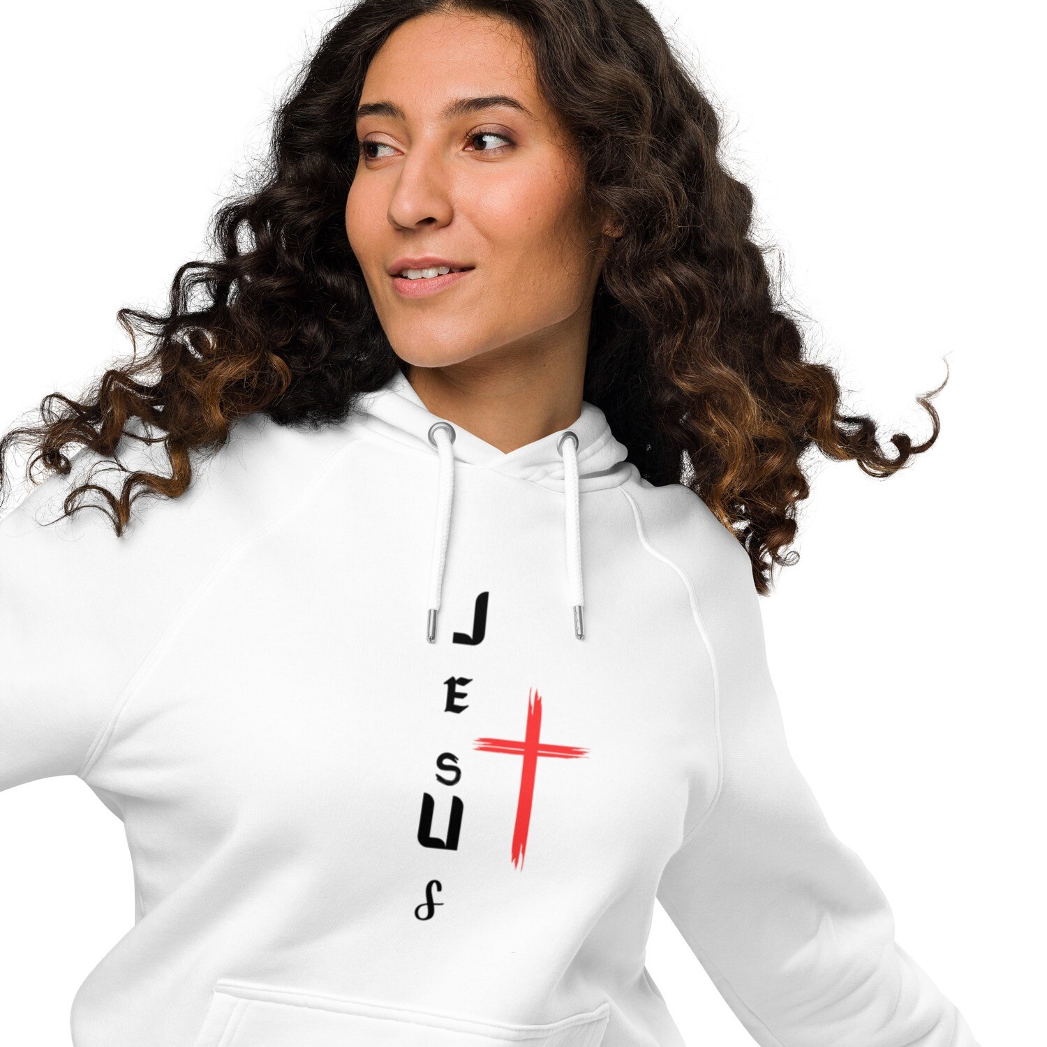 Unisex eco Jesus raglan hoodie