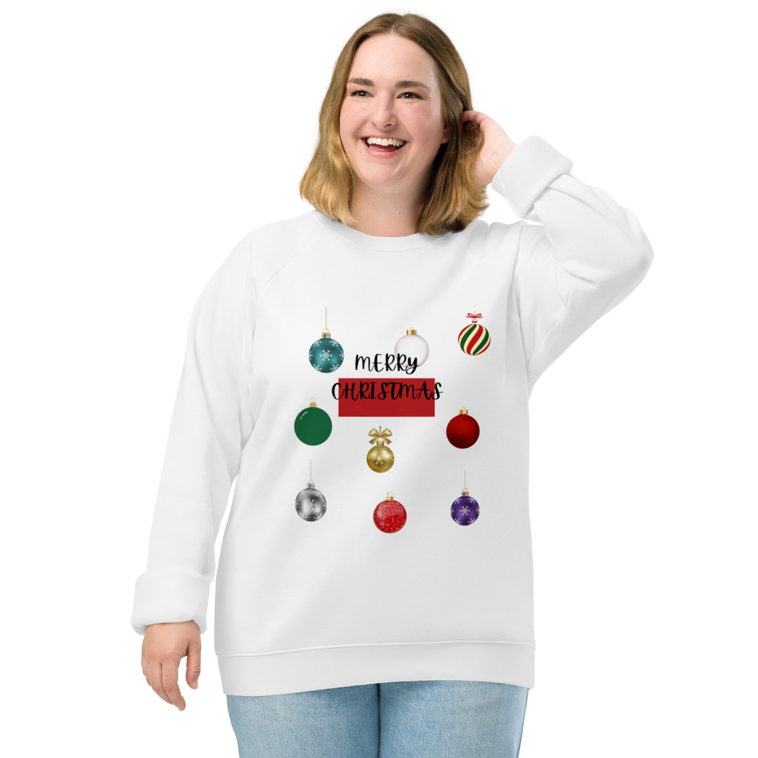 Merry Christmas Unisex organic raglan sweatshirt