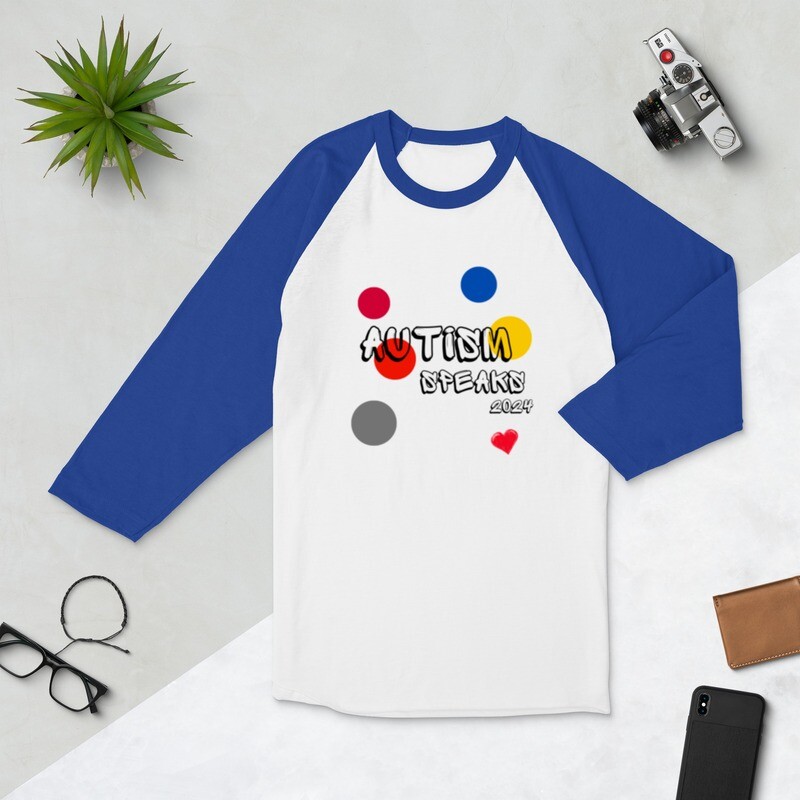 Autism Awareness 3/4 sleeve raglan shirt