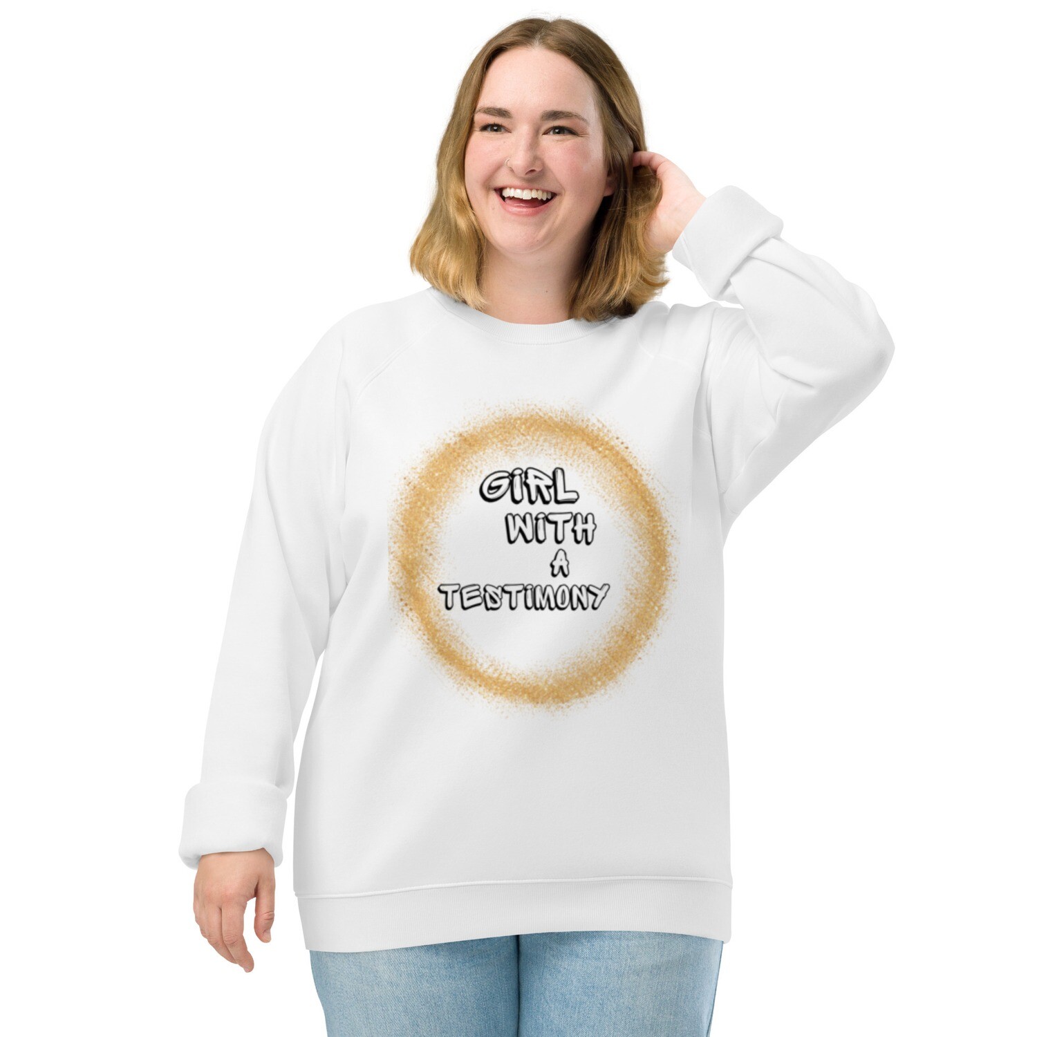 Girl With A Testimony Unisex organic raglan sweatshirt
