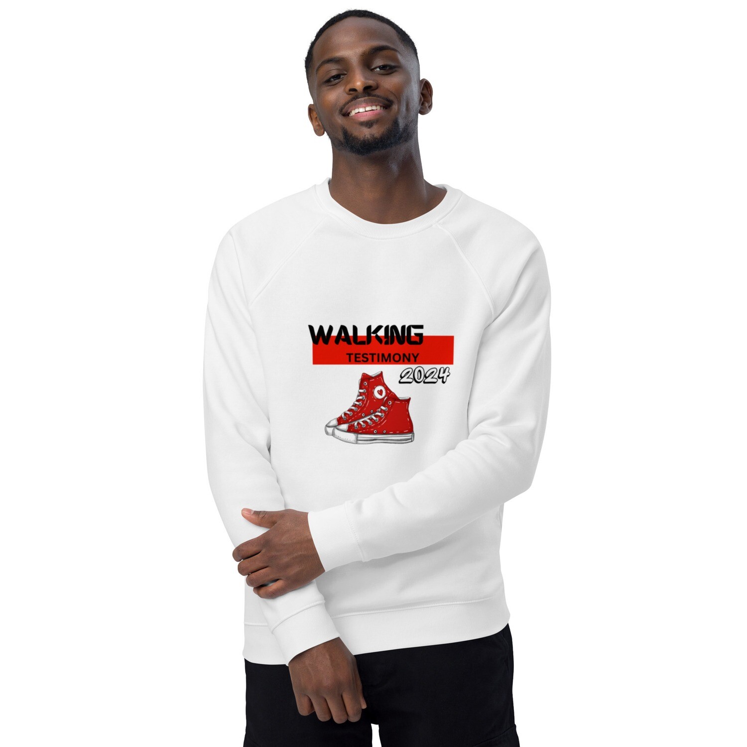 Walking Testimony 2024 Unisex organic raglan sweatshirt