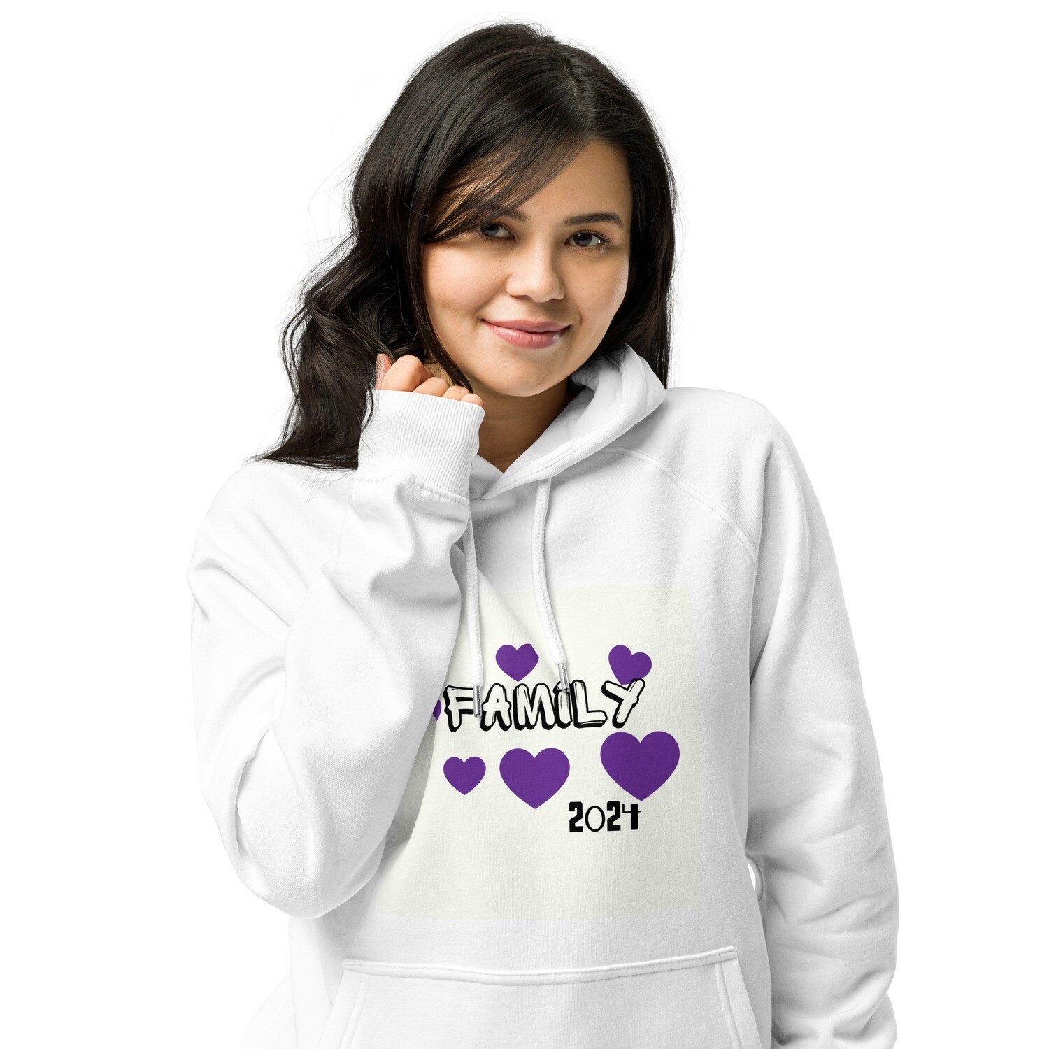 Family  purple hearts 2024 Unisex eco raglan hoodie