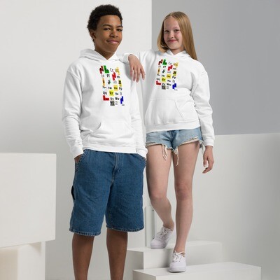 Youth heavy blend hoodie Tetris alphabet