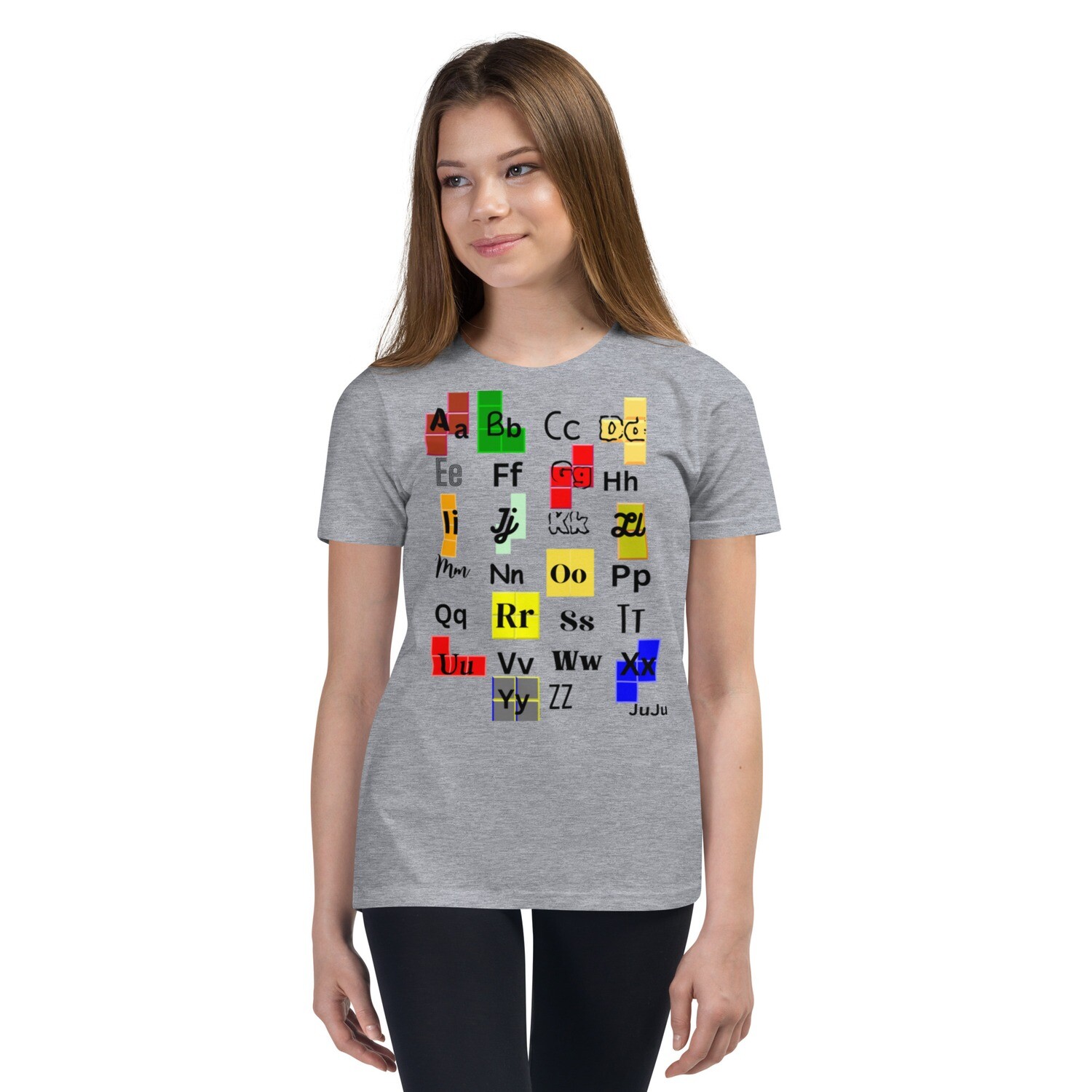 Youth Short Sleeve T-Shirt Tetris alphabet