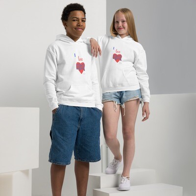 Youth heavy blend hoodie I love mom