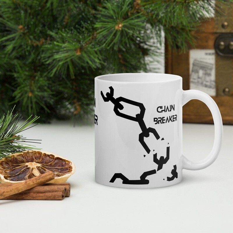 White glossy mug change breaker