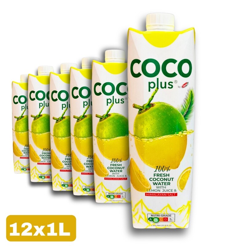 Coco Plus Fresh Coconut Water Juice Lemon Flavoured 12x1L