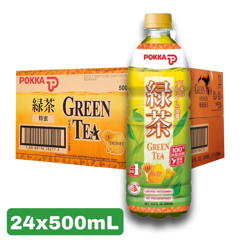 Pokka Honey Green Tea 500mL 24 Pack