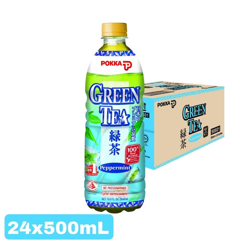Pokka Green Peppermint Tea 500mL 24 Pack