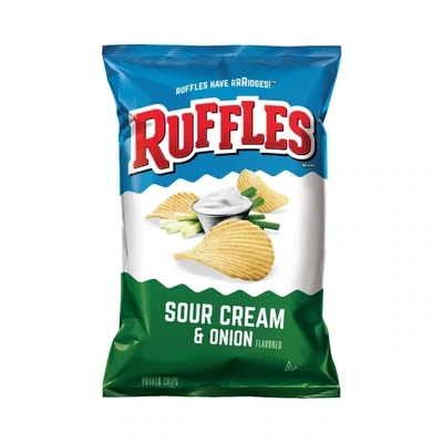 Ruffles Potato Chips - Sour Cream &amp; Onion. Single Pack
170g