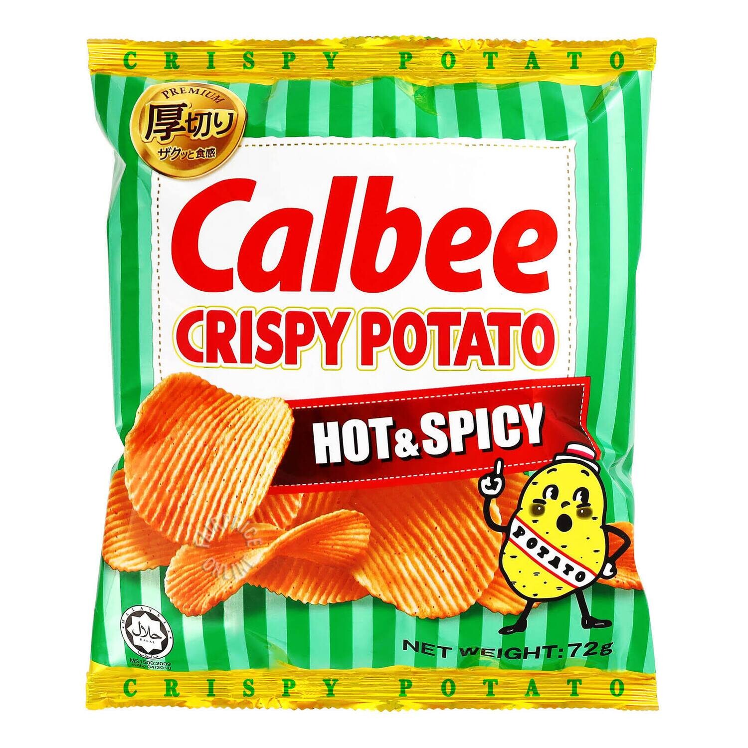 Calbee Crispy Potato Chips Hot &amp; Spicy 72g