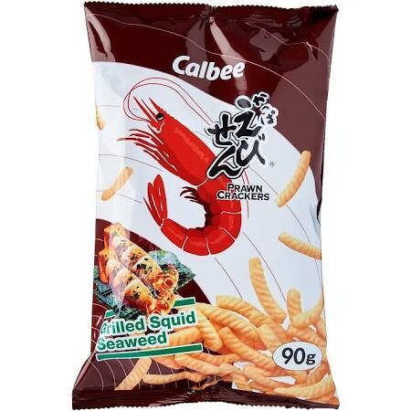 Calbee Grilled Squid Seaweed Prawn Crackers 90g