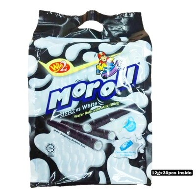 Win2 Moroll Black VS White Wafer Rolls with Milk Filling 12g x 30pcs inside