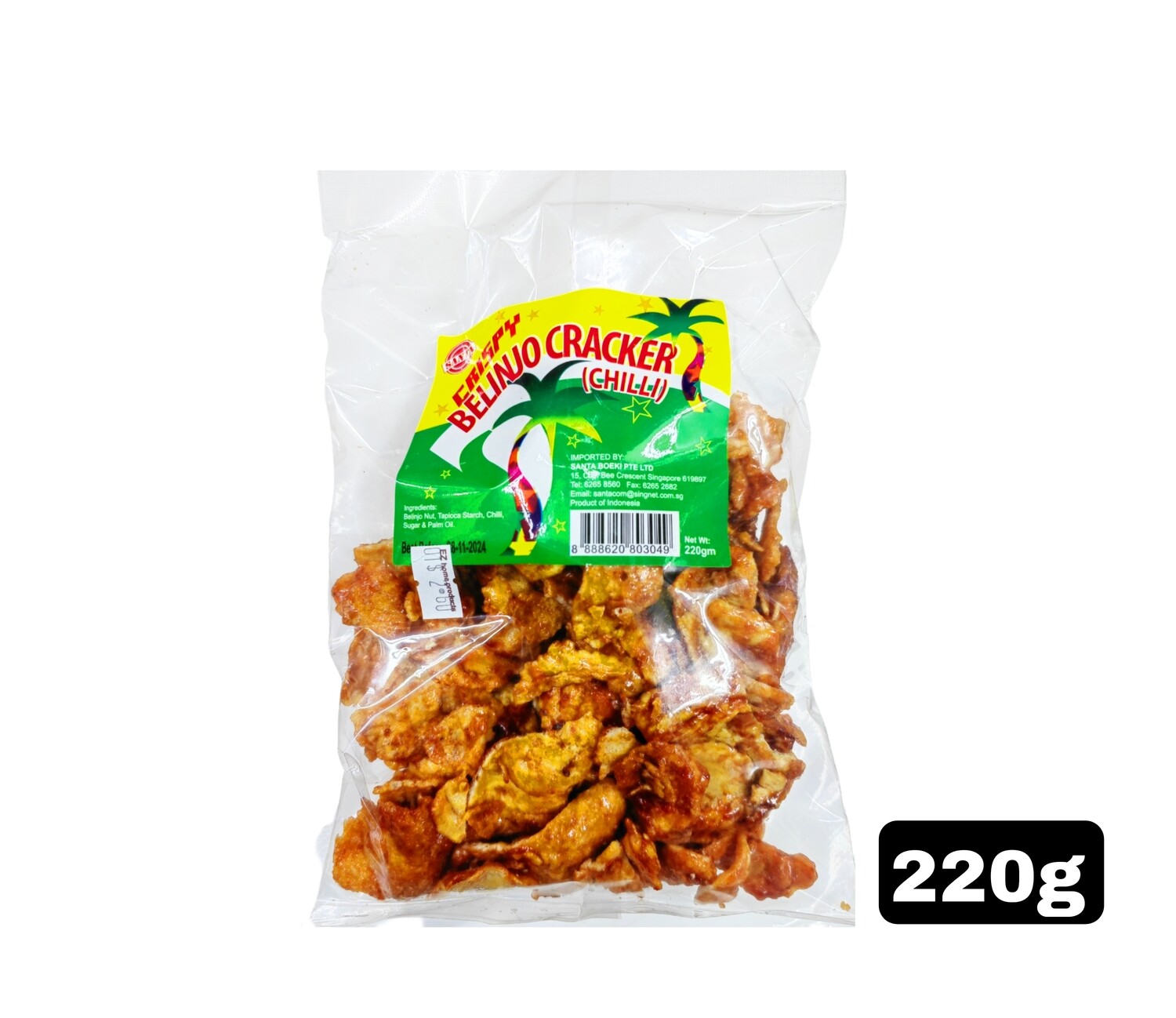 Santa Crispy Chilli Belinjo Cracker 220g