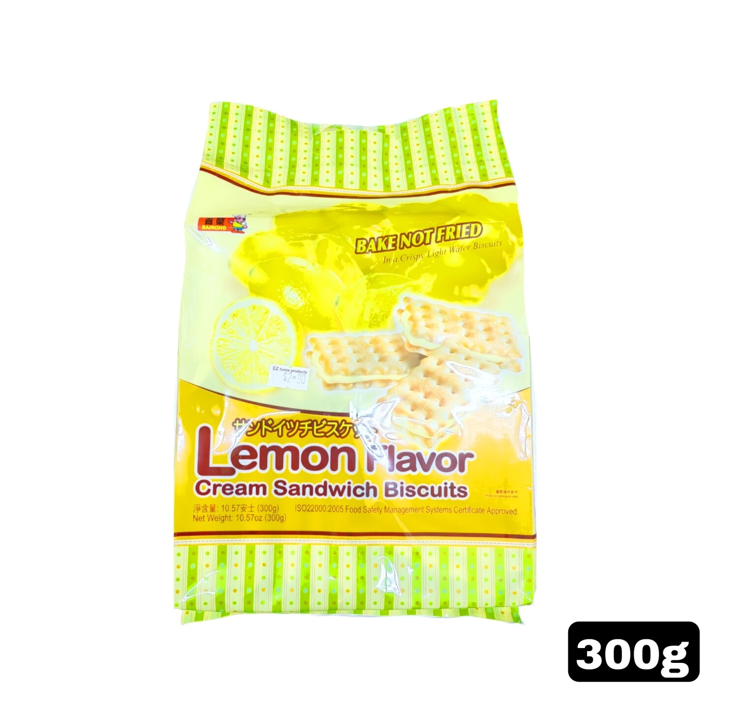 Baironglemon Flavor Cream Sandwich Biscuits 300g.